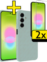 LUQ LUQ Samsung Galaxy A27 Hoesje Siliconen Met 2x Screenprotector - Lichtblauw