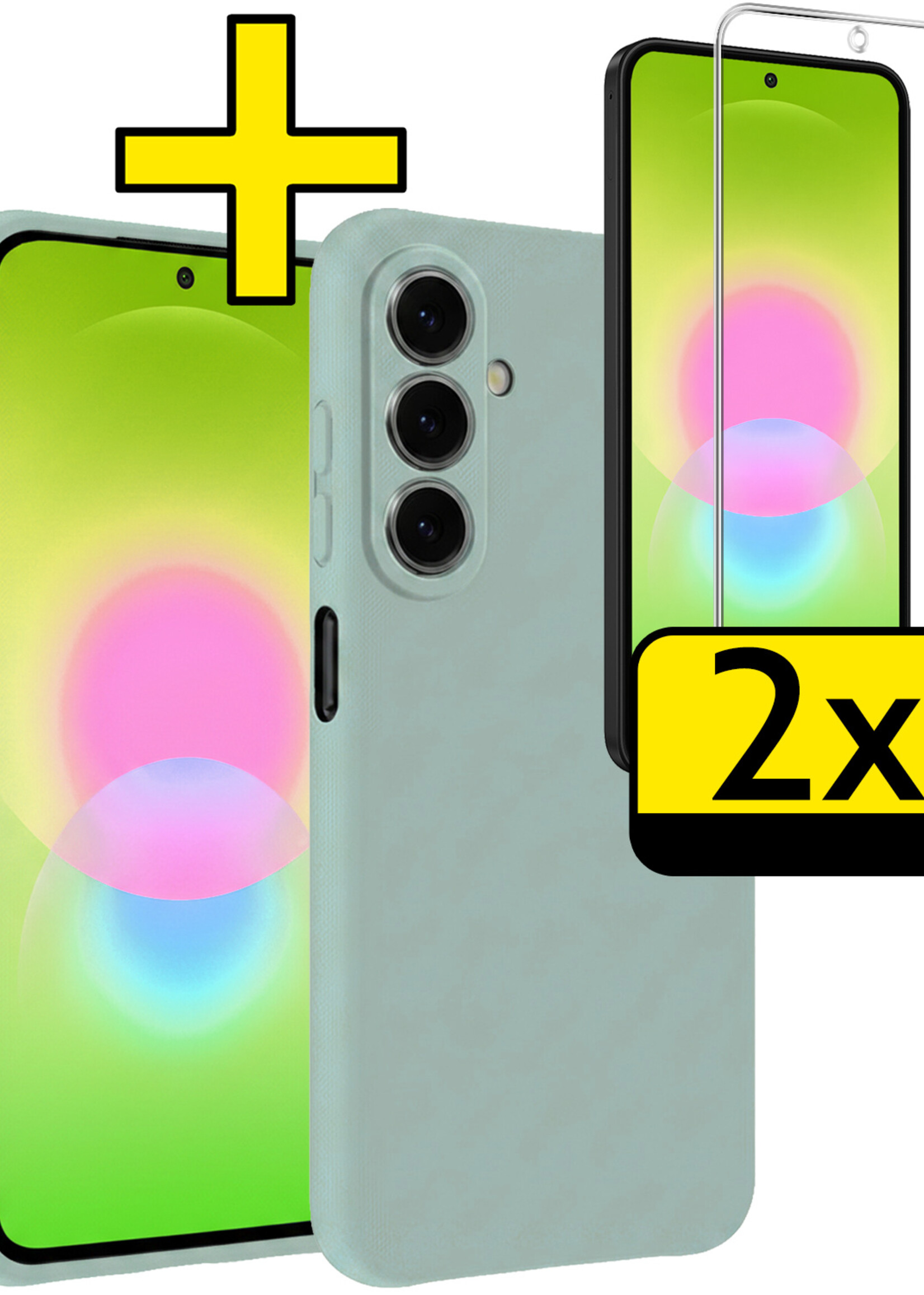LUQ LUQ Samsung Galaxy A27 Hoesje Siliconen Met 2x Screenprotector - Lichtblauw