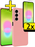 LUQ LUQ Samsung Galaxy A27 Hoesje Siliconen Met 2x Screenprotector - Lichtroze