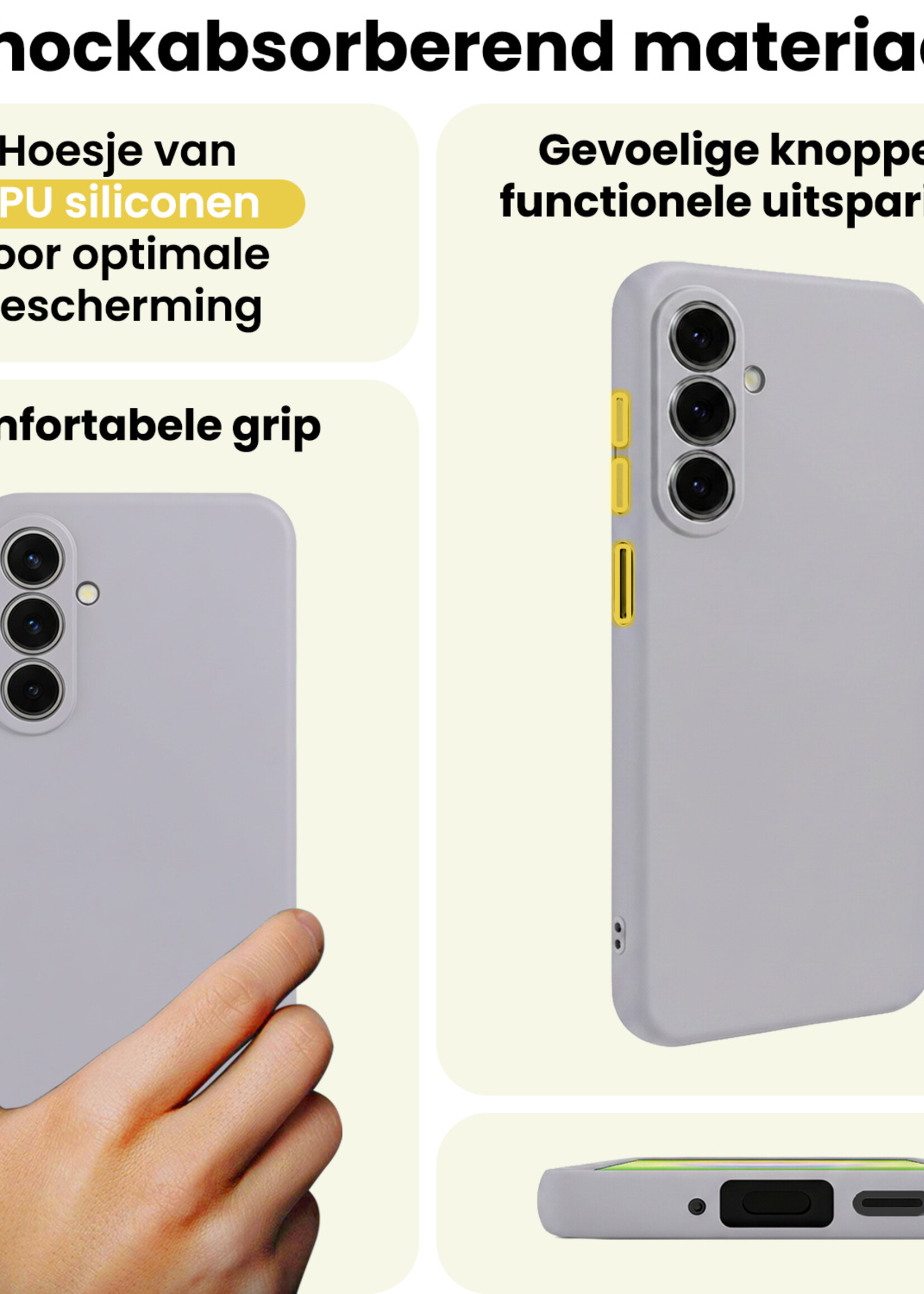 LUQ LUQ Samsung Galaxy A27 Hoesje Siliconen Met 2x Screenprotector - Lila