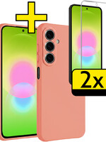 LUQ LUQ Samsung Galaxy A27 Hoesje Siliconen Met 2x Screenprotector - Perzik