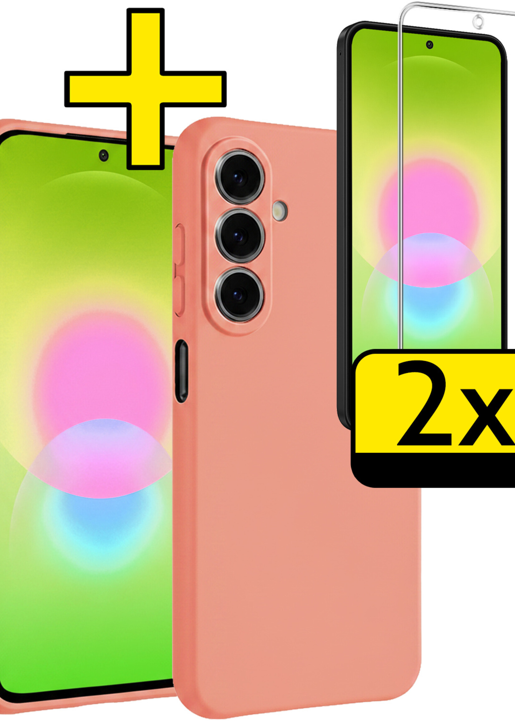 LUQ LUQ Samsung Galaxy A27 Hoesje Siliconen Met 2x Screenprotector - Perzik