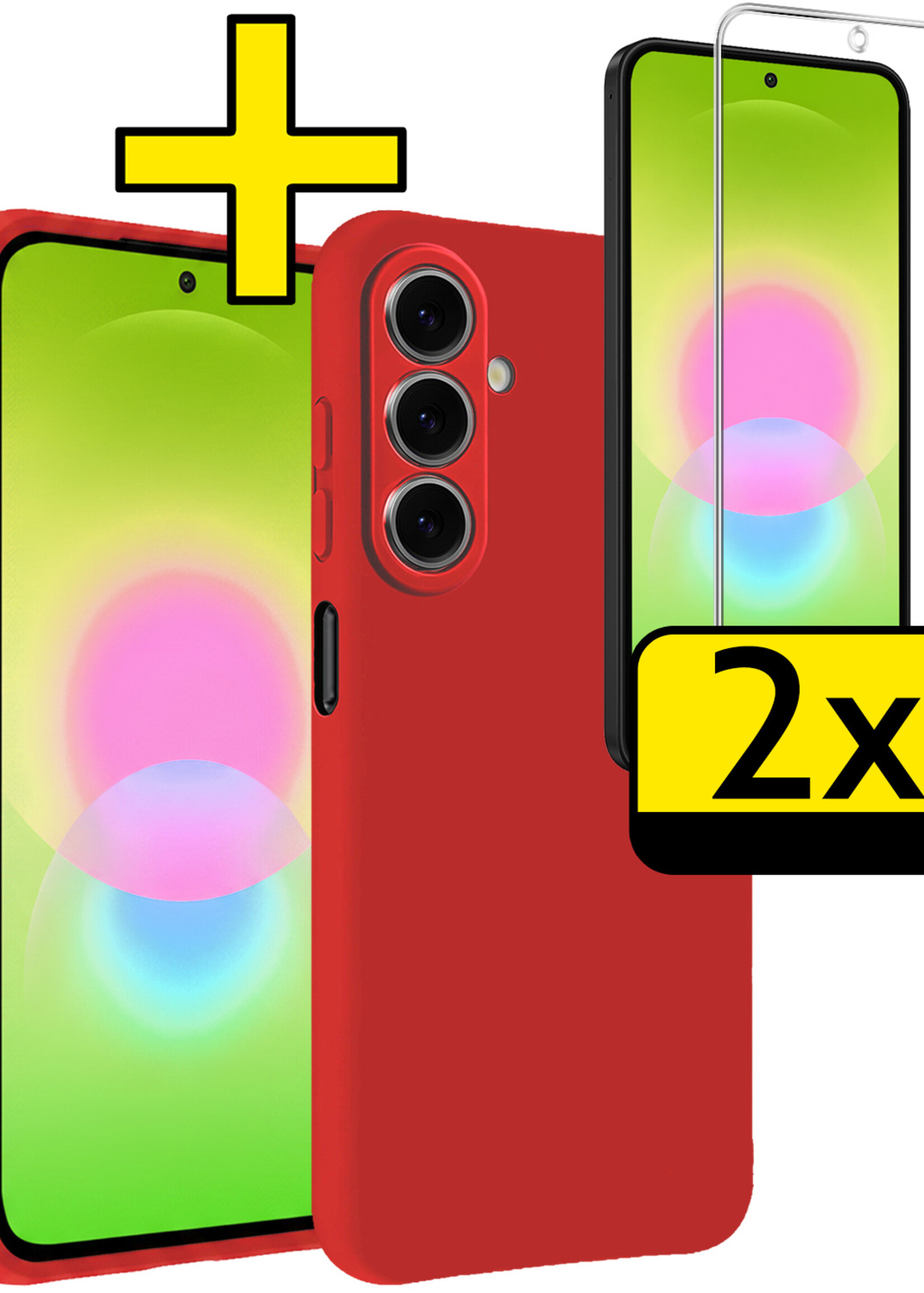 LUQ LUQ Samsung Galaxy A27 Hoesje Siliconen Met 2x Screenprotector - Rood