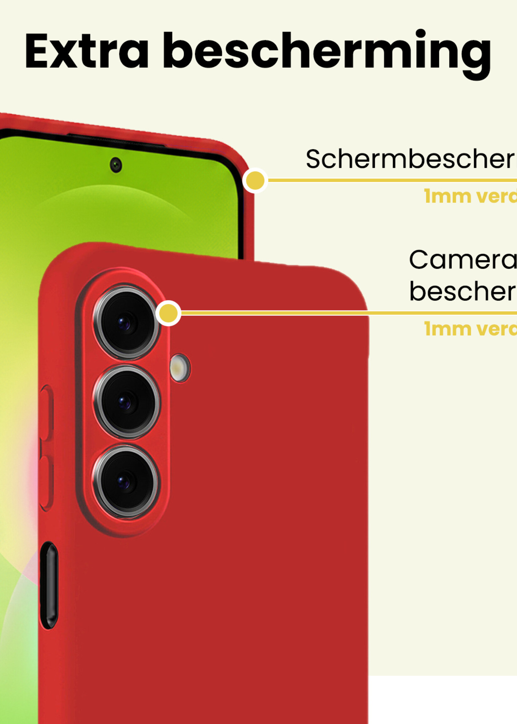 LUQ LUQ Samsung Galaxy A27 Hoesje Siliconen Met 2x Screenprotector - Rood