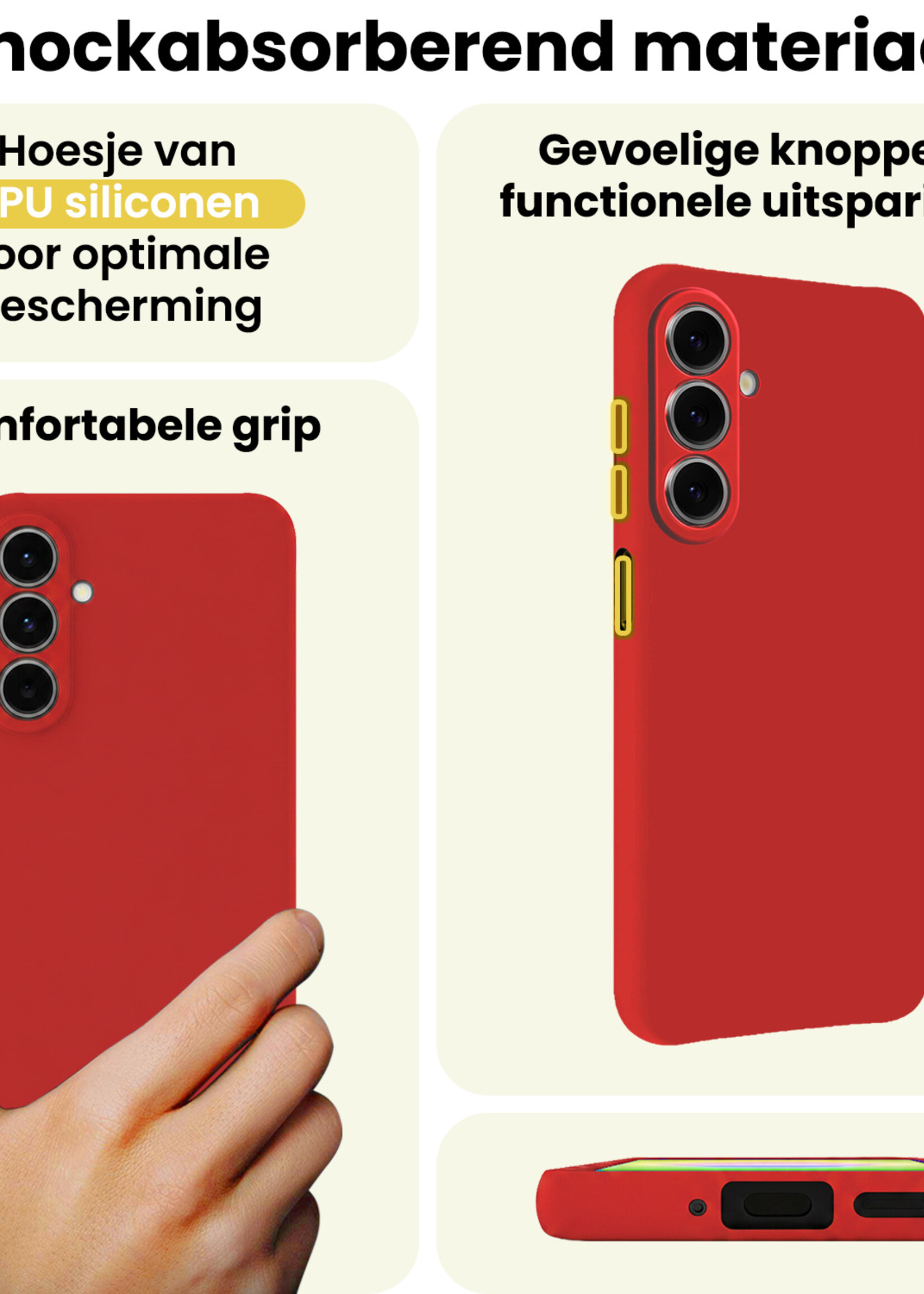 LUQ LUQ Samsung Galaxy A27 Hoesje Siliconen Met 2x Screenprotector - Rood