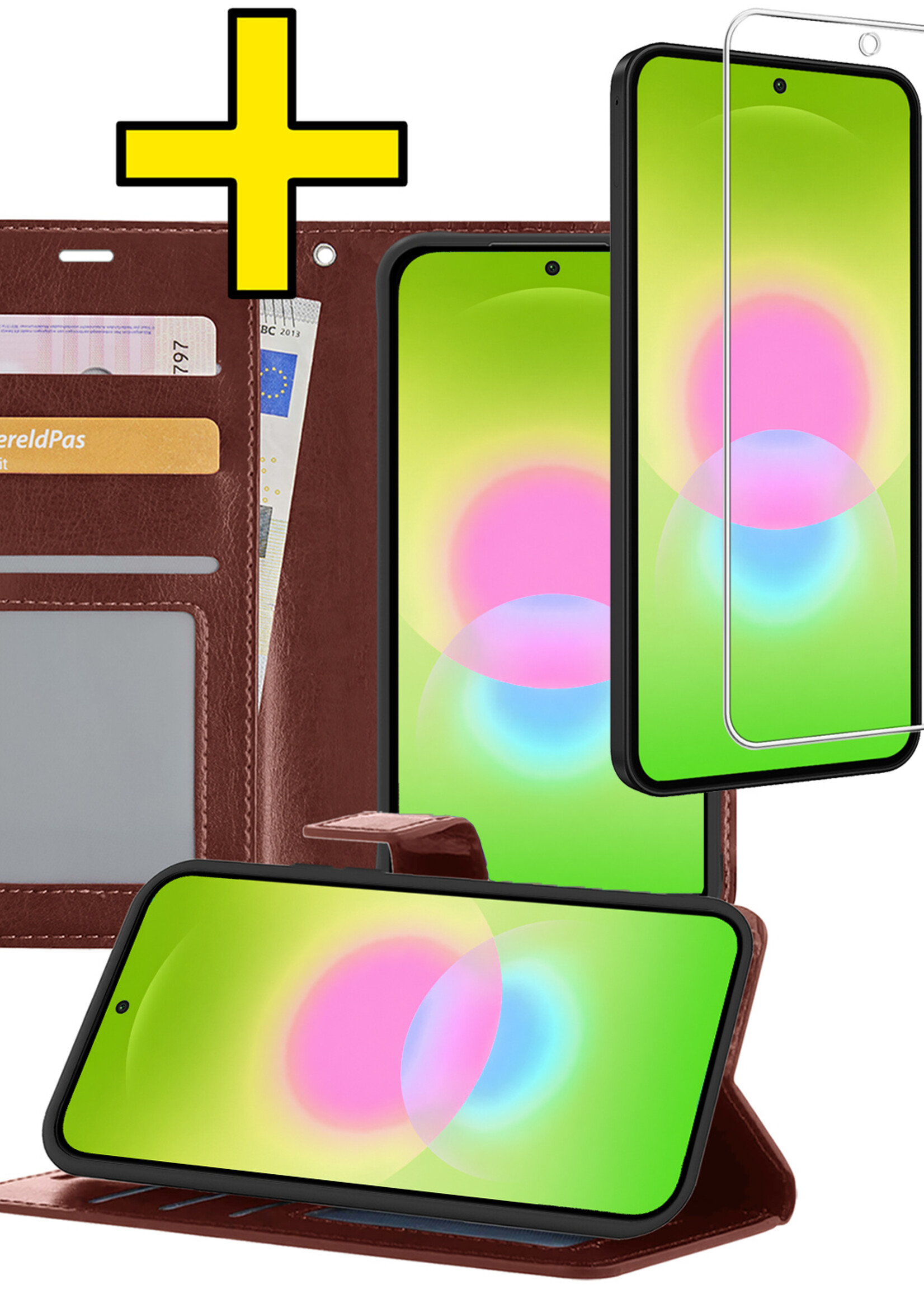 LUQ LUQ Samsung Galaxy A27 Hoesje Bookcase Met Screenprotector - Bruin