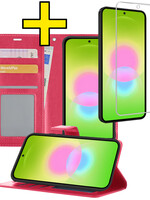 LUQ LUQ Samsung Galaxy A27 Hoesje Bookcase Met Screenprotector - Donkerroze