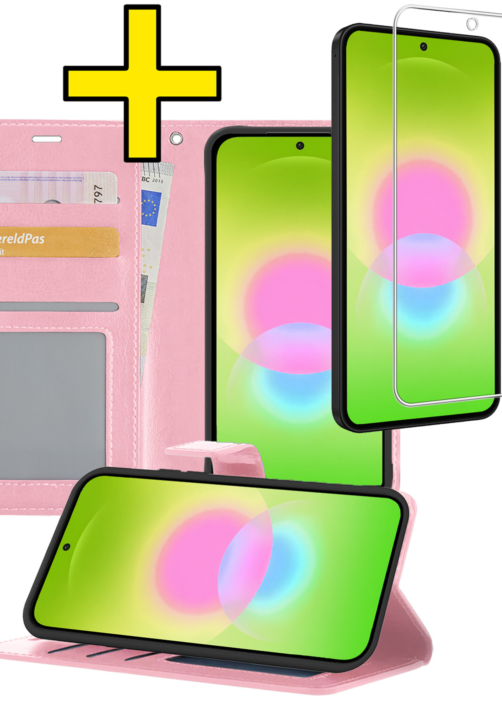 LUQ LUQ Samsung Galaxy A27 Hoesje Bookcase Met Screenprotector - Lichtroze