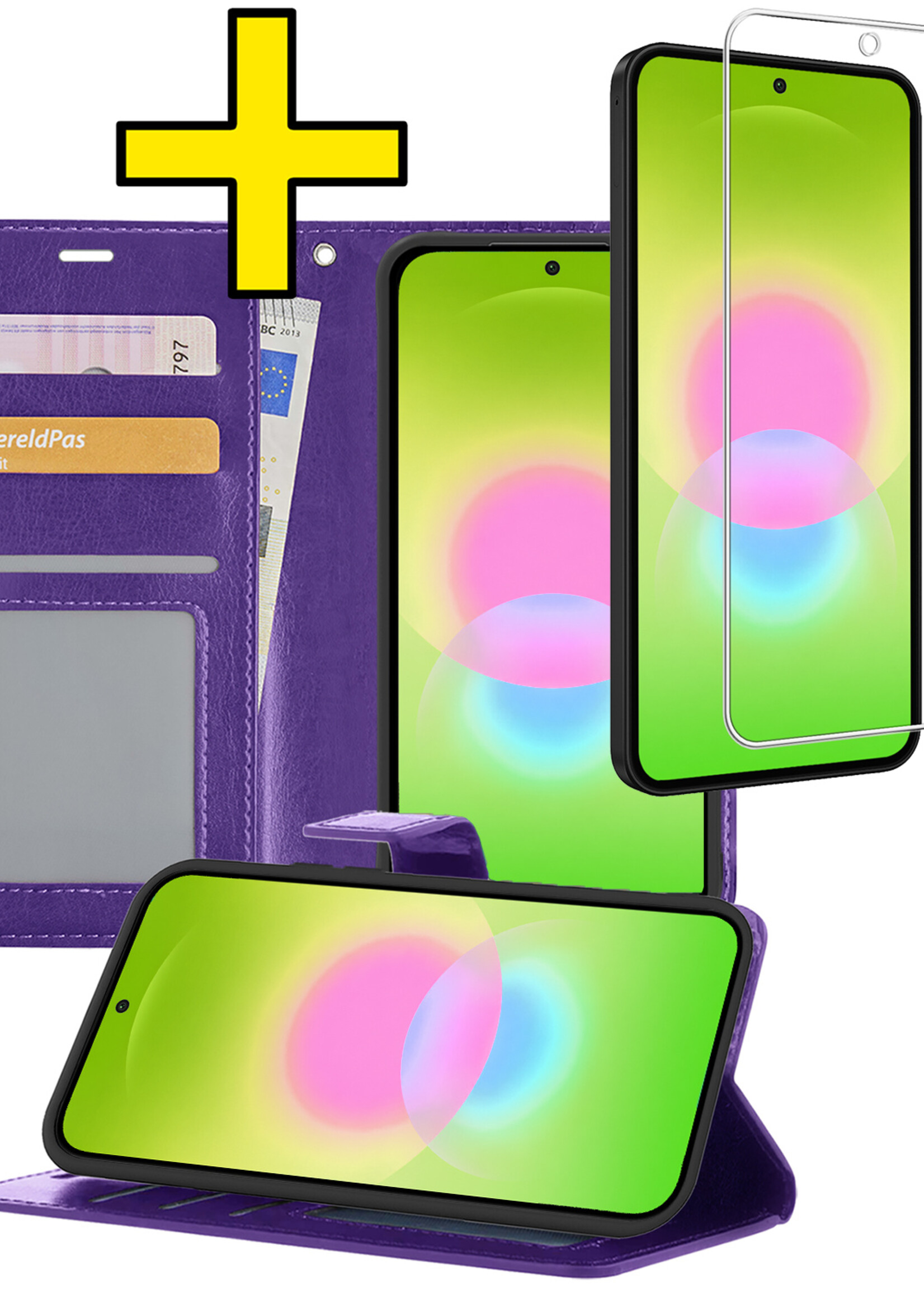 LUQ LUQ Samsung Galaxy A27 Hoesje Bookcase Met Screenprotector - Paars