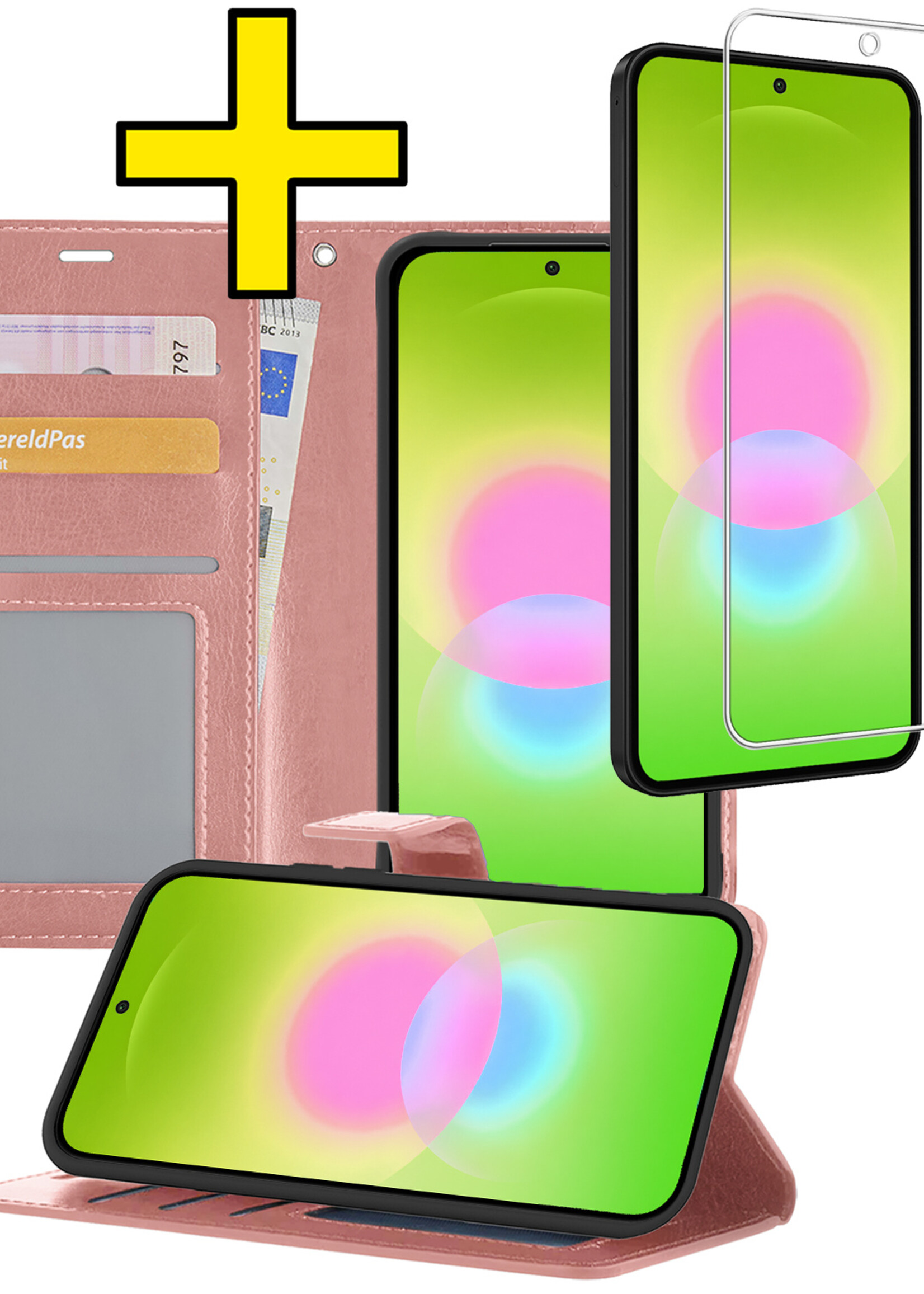 LUQ LUQ Samsung Galaxy A27 Hoesje Bookcase Met Screenprotector - Rose Goud