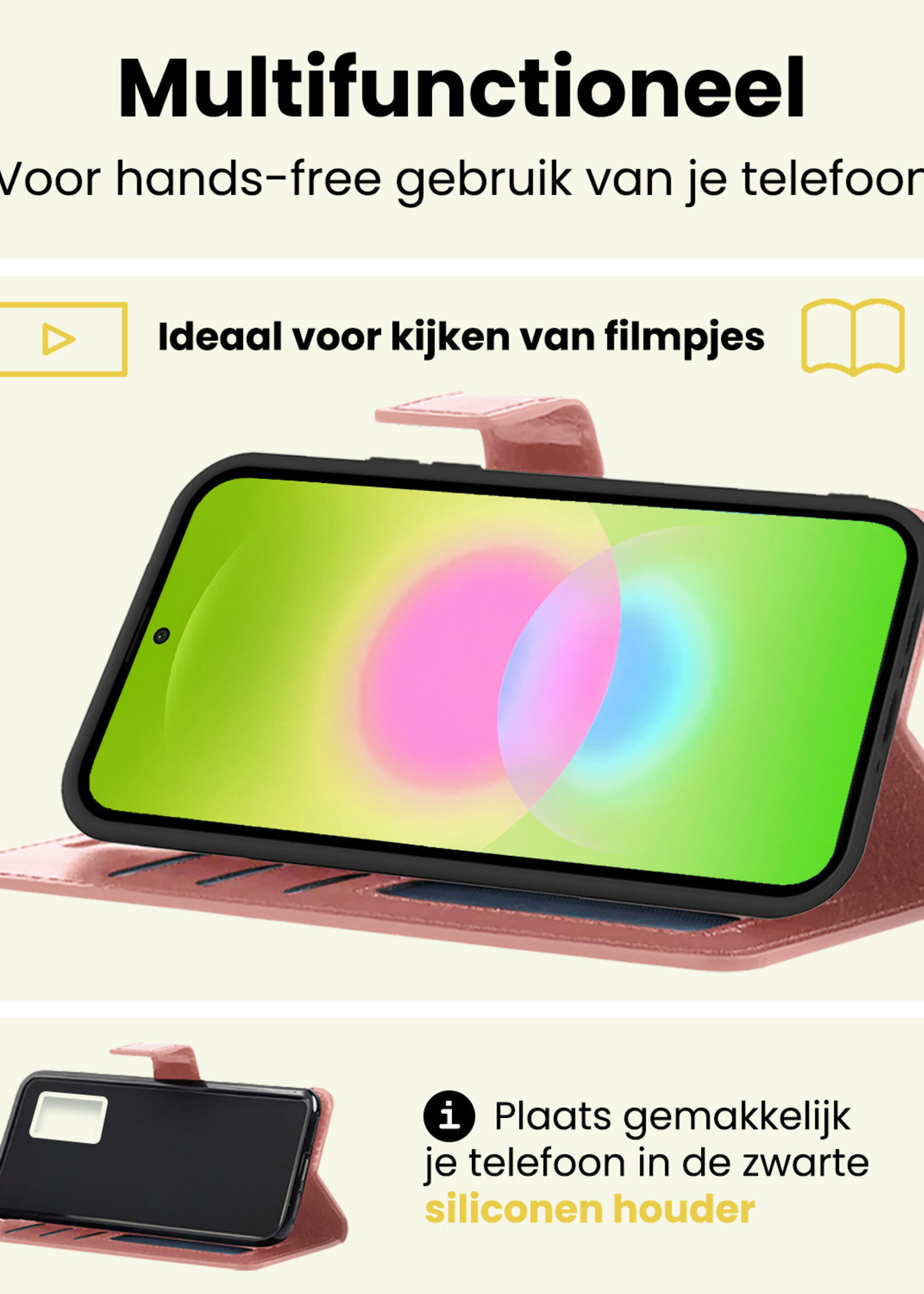 LUQ LUQ Samsung Galaxy A27 Hoesje Bookcase Met Screenprotector - Rose Goud
