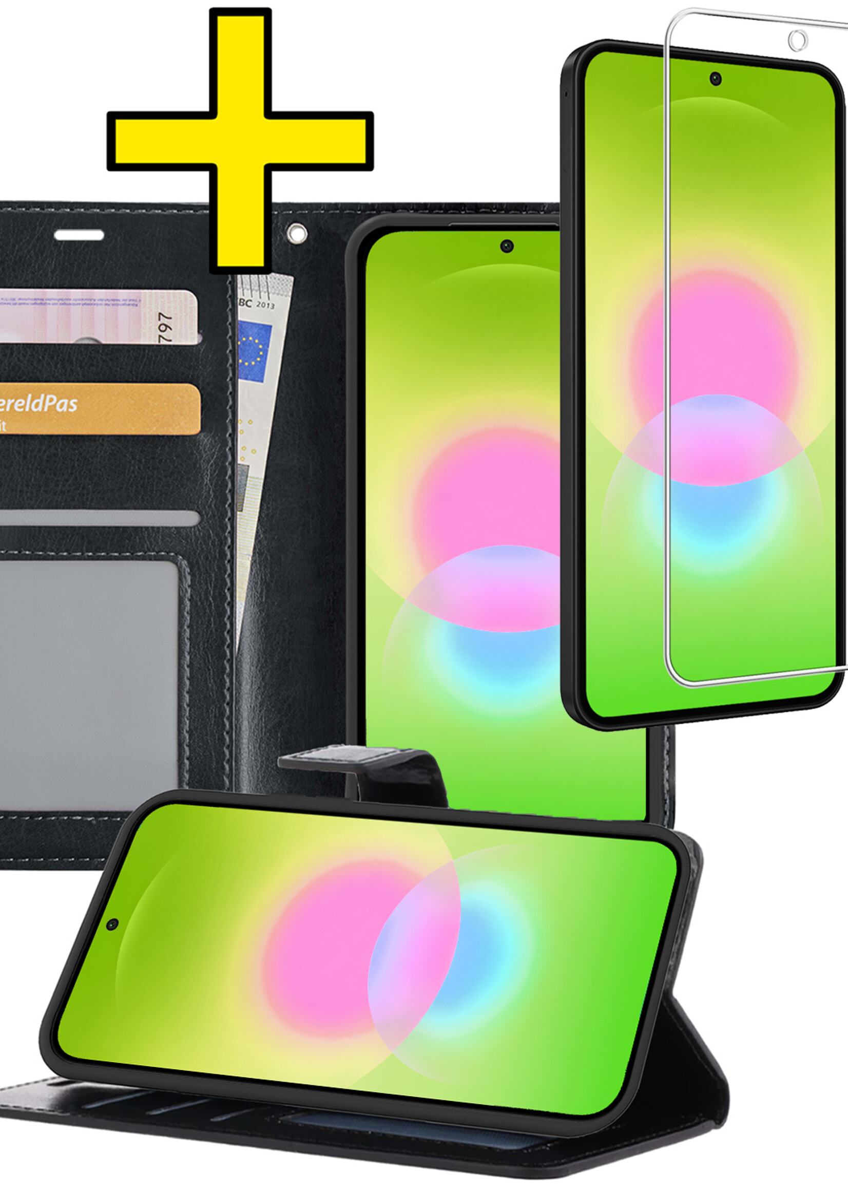 LUQ LUQ Samsung Galaxy A27 Hoesje Bookcase Met Screenprotector - Zwart