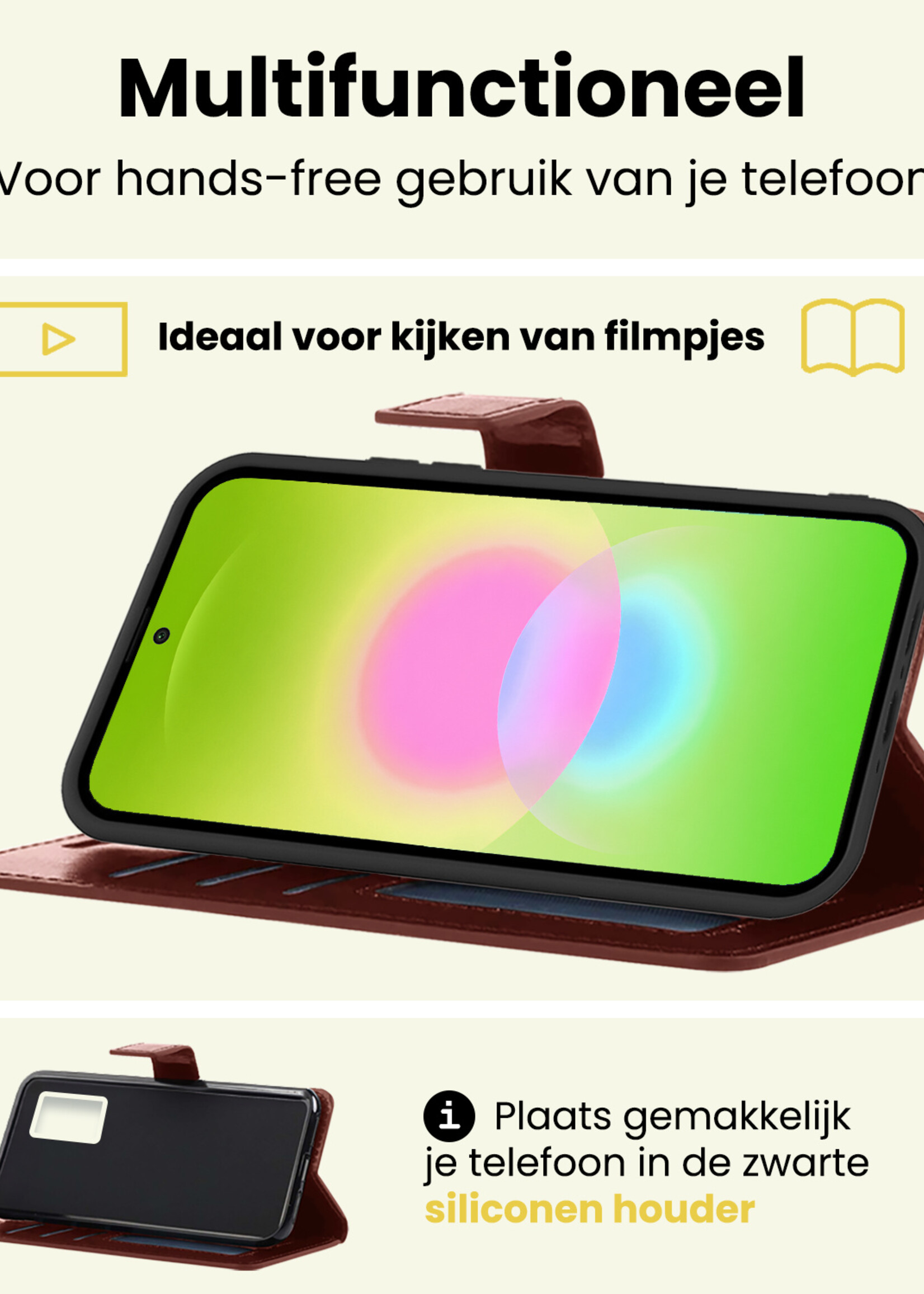 LUQ LUQ Samsung Galaxy A27 Hoesje Bookcase Met 2x Screenprotector - Bruin