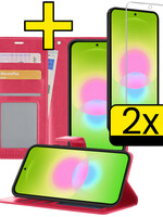 LUQ LUQ Samsung Galaxy A27 Hoesje Bookcase Met 2x Screenprotector - Donkerroze