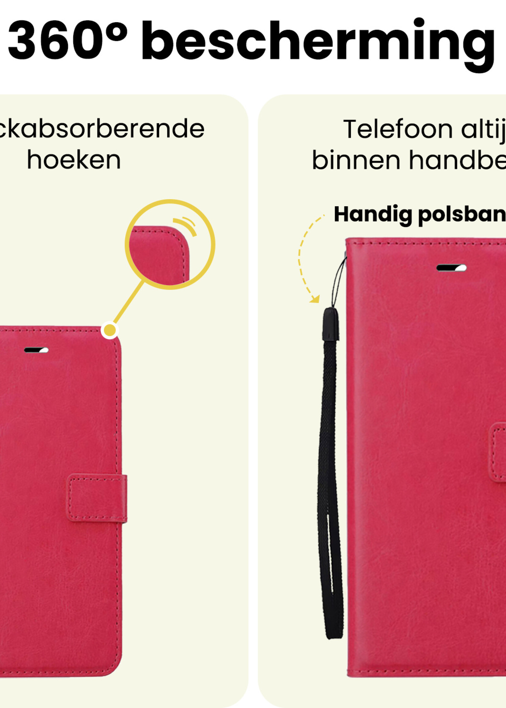 LUQ LUQ Samsung Galaxy A27 Hoesje Bookcase Met 2x Screenprotector - Donkerroze