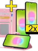 LUQ LUQ Samsung Galaxy A27 Hoesje Bookcase Met 2x Screenprotector - Lichtroze