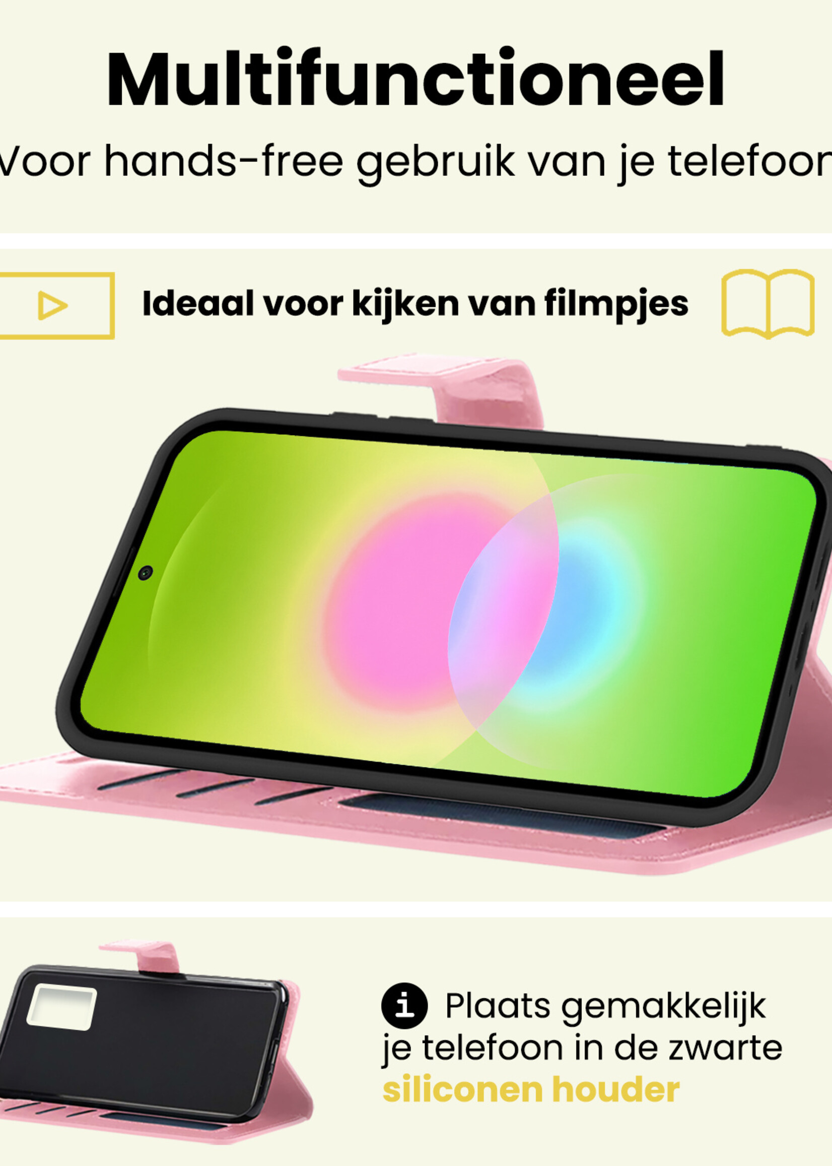 LUQ LUQ Samsung Galaxy A27 Hoesje Bookcase Met 2x Screenprotector - Lichtroze