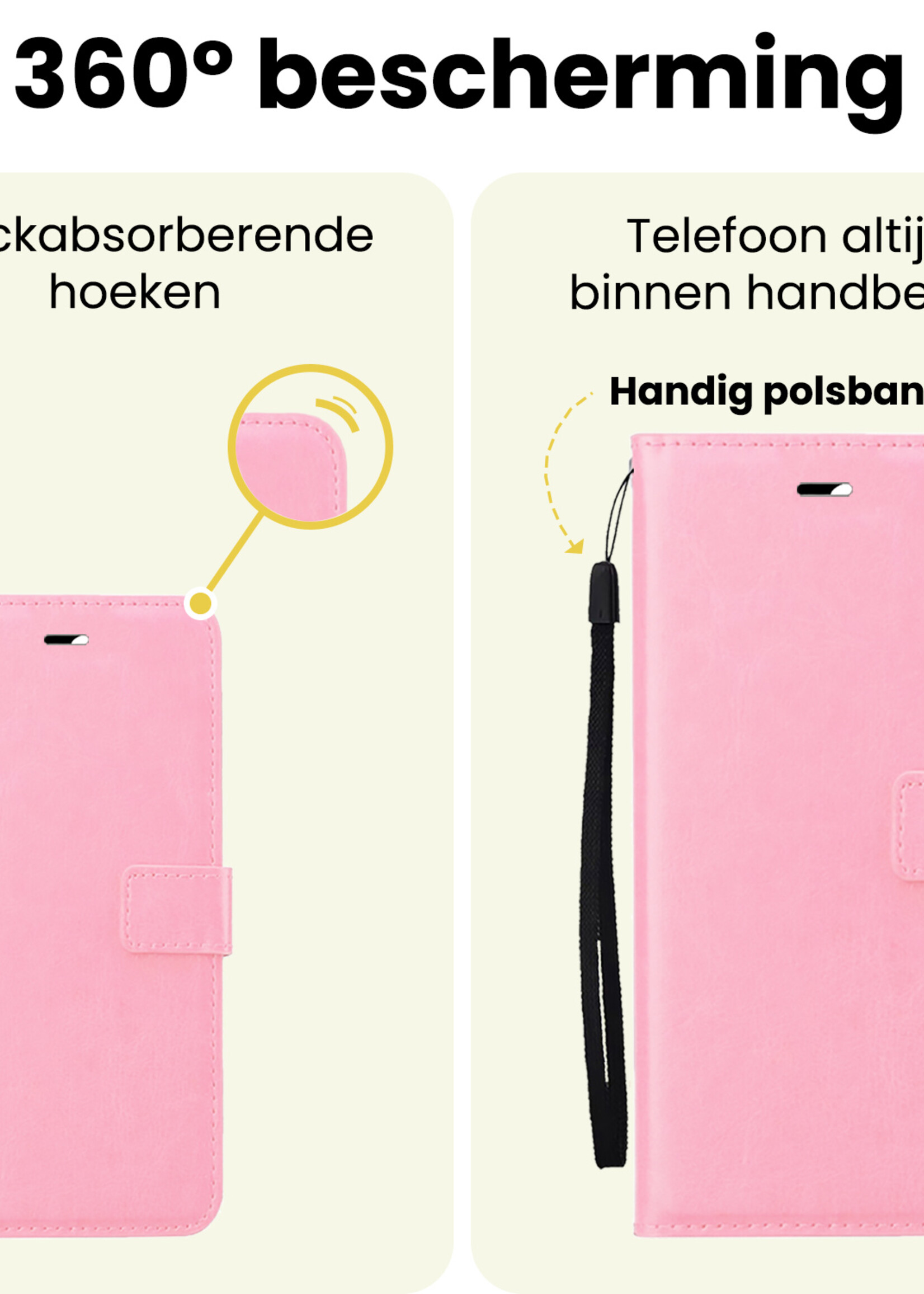 LUQ LUQ Samsung Galaxy A27 Hoesje Bookcase Met 2x Screenprotector - Lichtroze