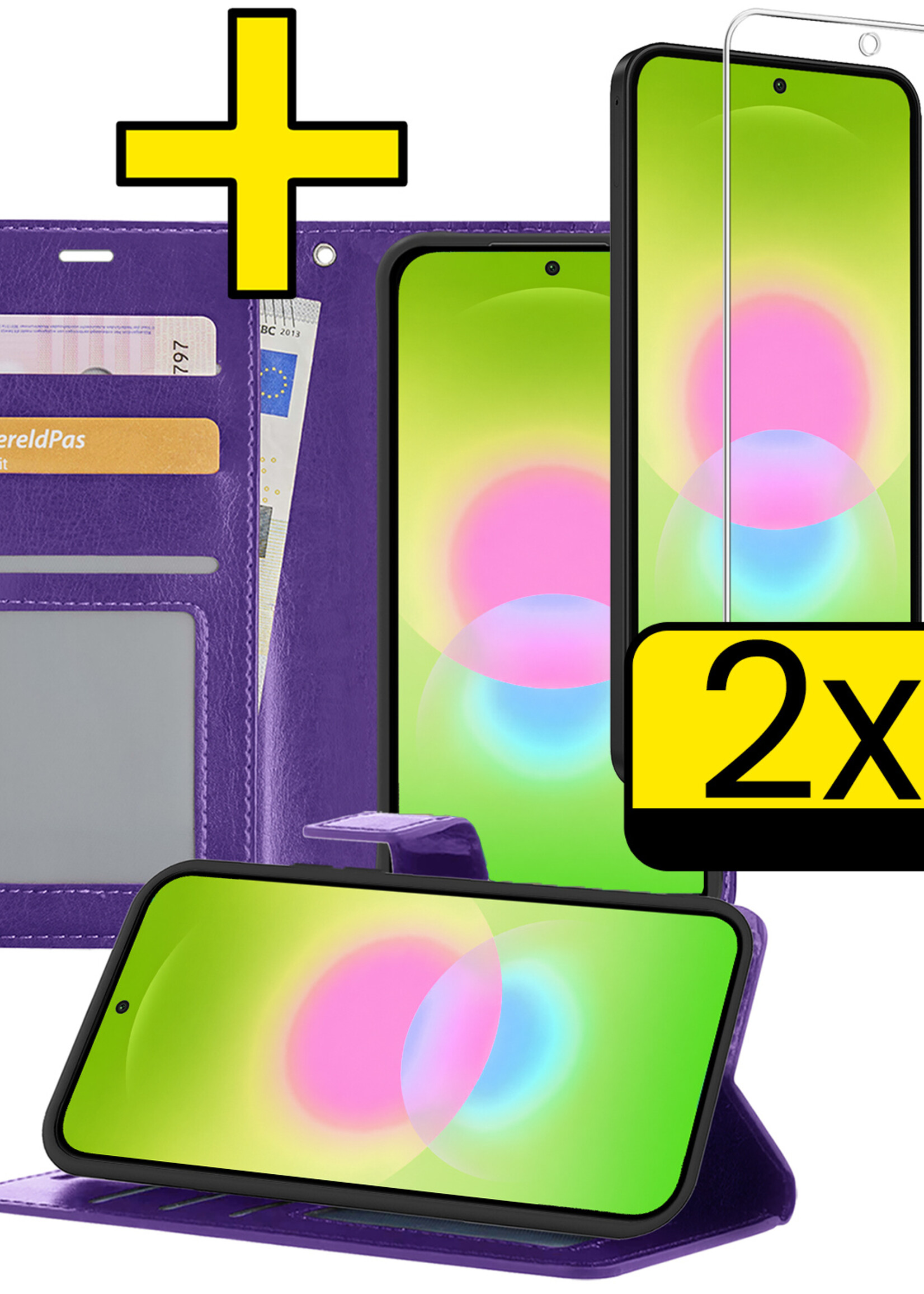 LUQ LUQ Samsung Galaxy A27 Hoesje Bookcase Met 2x Screenprotector - Paars