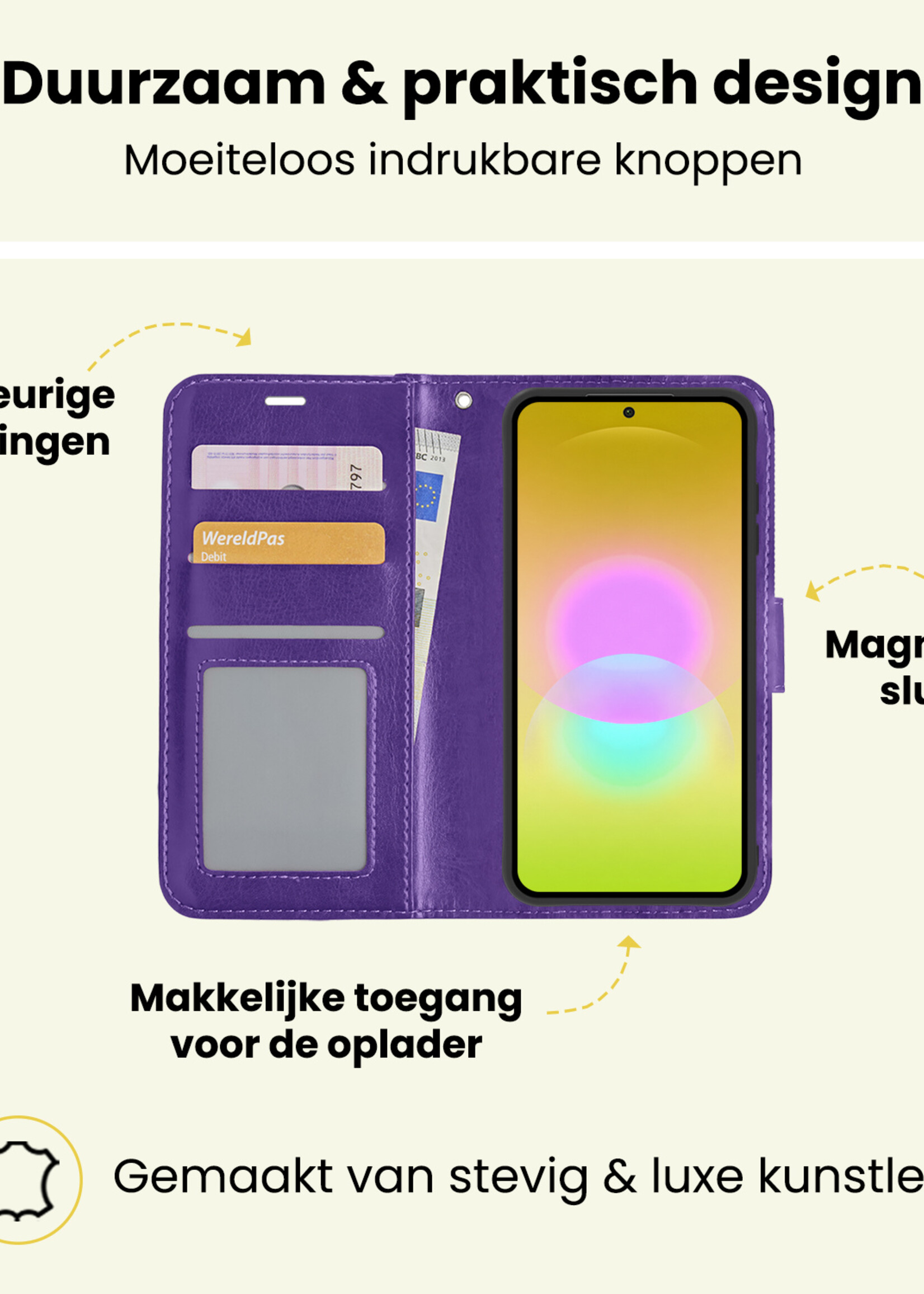 LUQ LUQ Samsung Galaxy A27 Hoesje Bookcase Met 2x Screenprotector - Paars