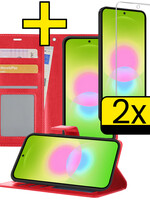 LUQ LUQ Samsung Galaxy A27 Hoesje Bookcase Met 2x Screenprotector - Rood