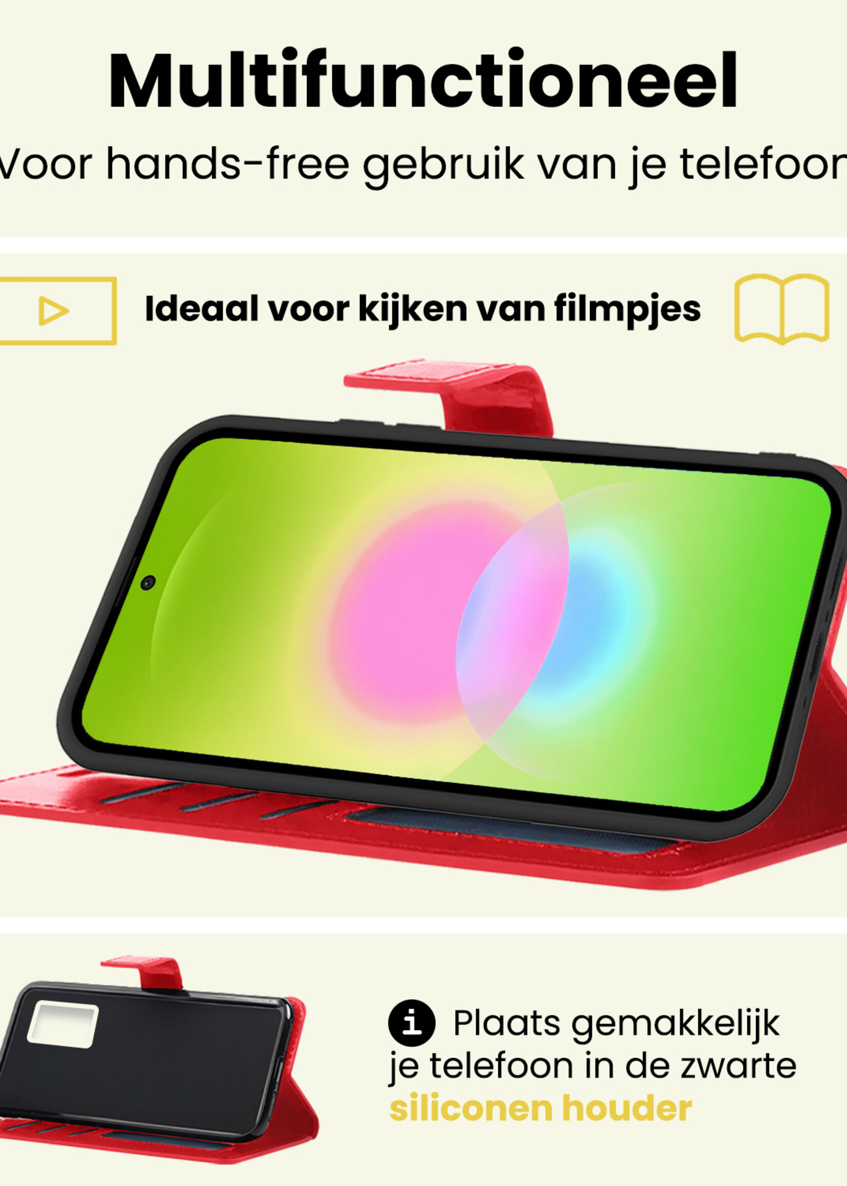 LUQ LUQ Samsung Galaxy A27 Hoesje Bookcase Met 2x Screenprotector - Rood