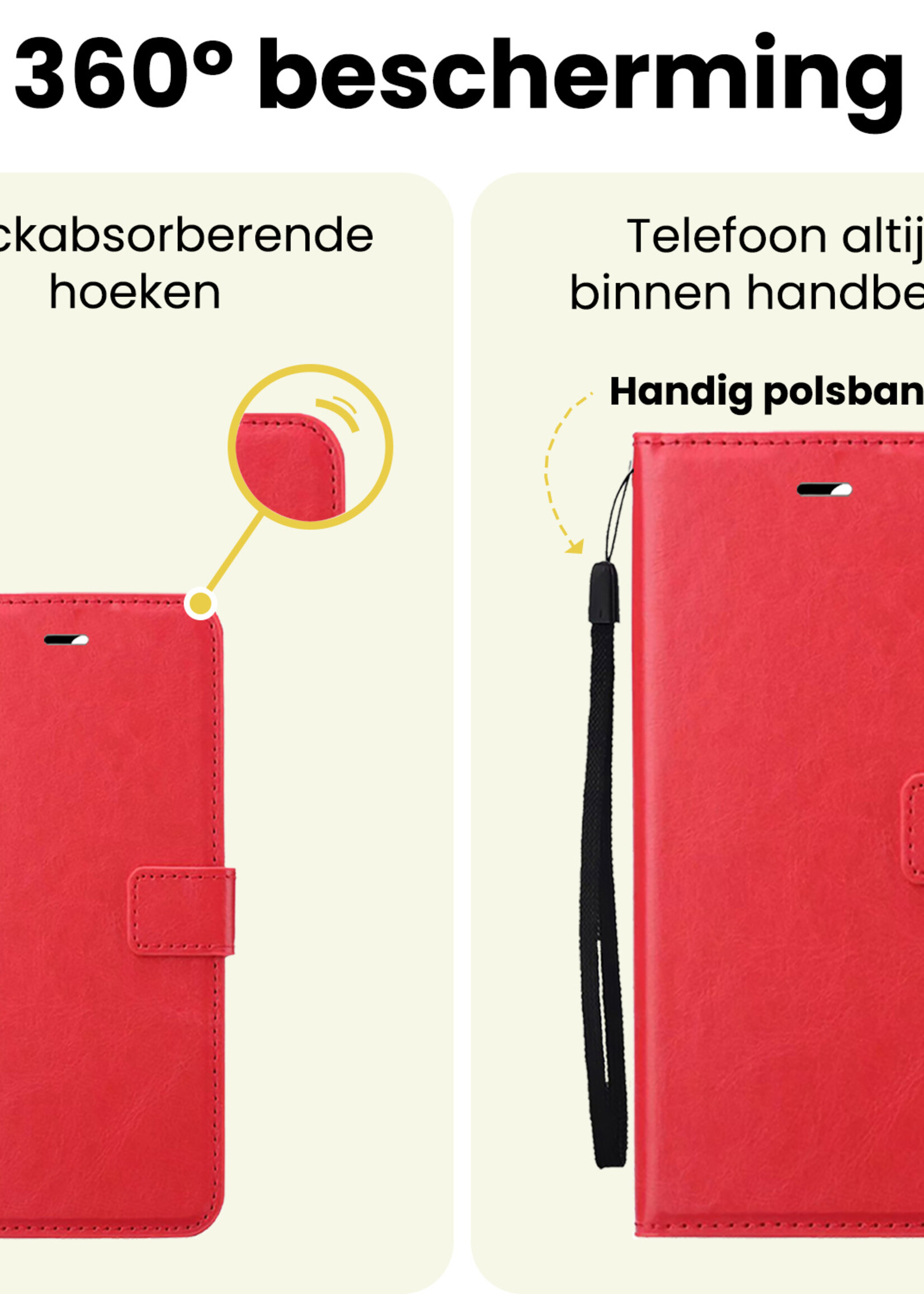 LUQ LUQ Samsung Galaxy A27 Hoesje Bookcase Met 2x Screenprotector - Rood