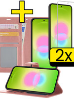 LUQ LUQ Samsung Galaxy A27 Hoesje Bookcase Met 2x Screenprotector - Rose Goud