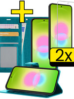 LUQ LUQ Samsung Galaxy A27 Hoesje Bookcase Met 2x Screenprotector - Turquoise