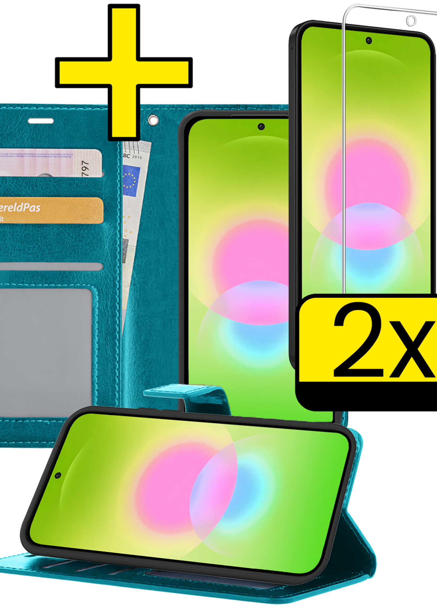 LUQ LUQ Samsung Galaxy A27 Hoesje Bookcase Met 2x Screenprotector - Turquoise