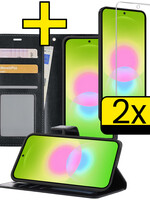 LUQ LUQ Samsung Galaxy A27 Hoesje Bookcase Met 2x Screenprotector - Zwart