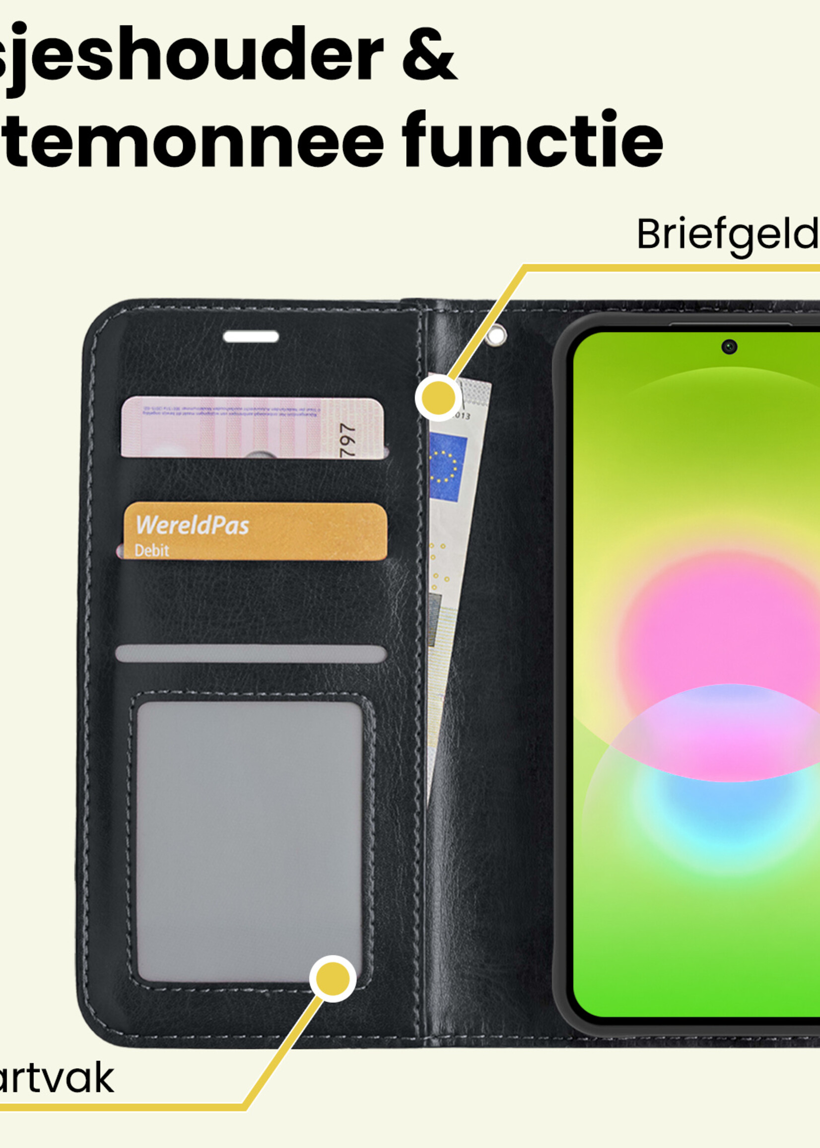 LUQ LUQ Samsung Galaxy A27 Hoesje Bookcase Met 2x Screenprotector - Zwart