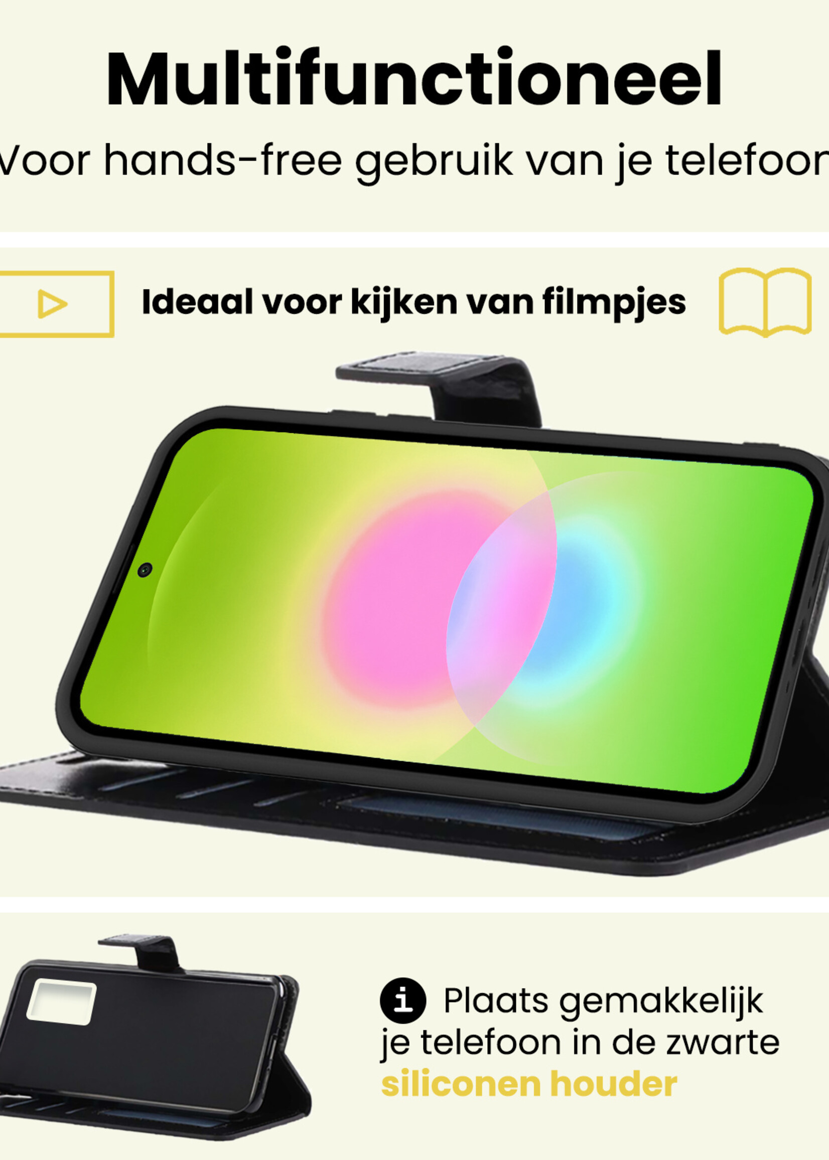 LUQ LUQ Samsung Galaxy A27 Hoesje Bookcase Met 2x Screenprotector - Zwart