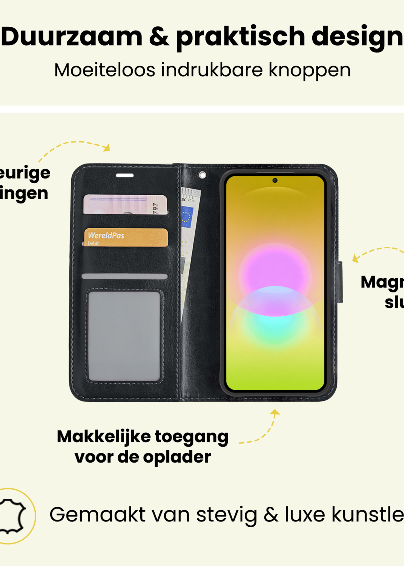 LUQ LUQ Samsung Galaxy A27 Hoesje Bookcase Met 2x Screenprotector - Zwart