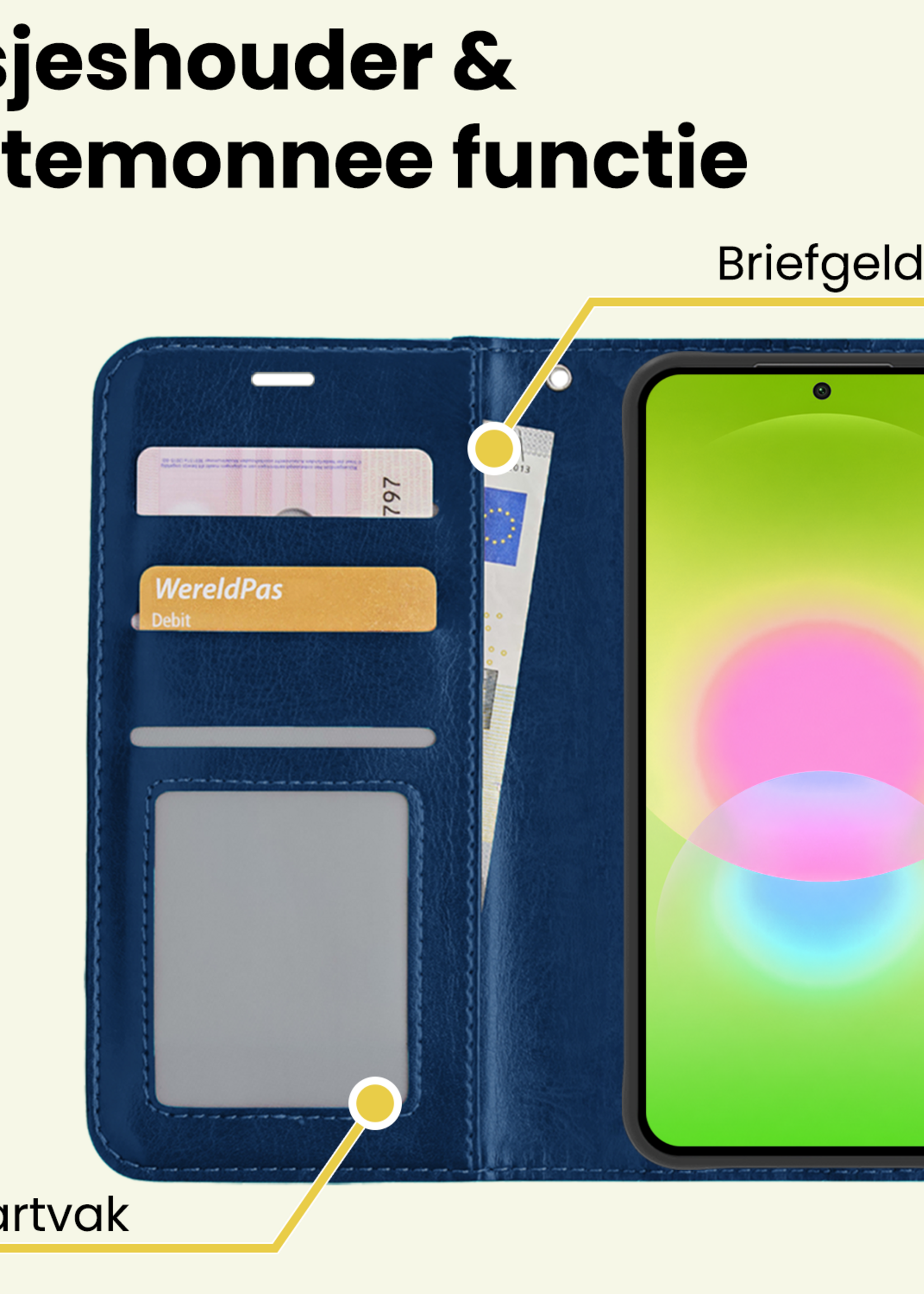 LUQ LUQ Samsung Galaxy A27 Hoesje Bookcase Met Screenprotector - Donkerblauw