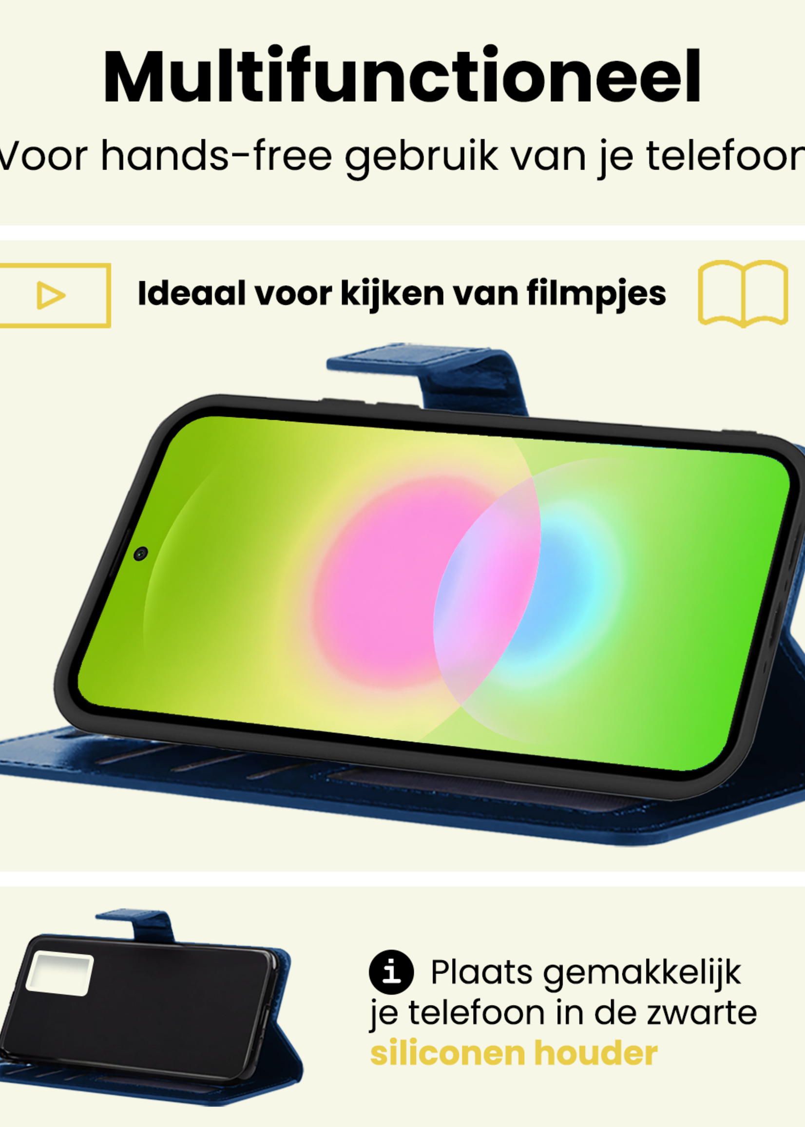 LUQ LUQ Samsung Galaxy A27 Hoesje Bookcase Met Screenprotector - Donkerblauw