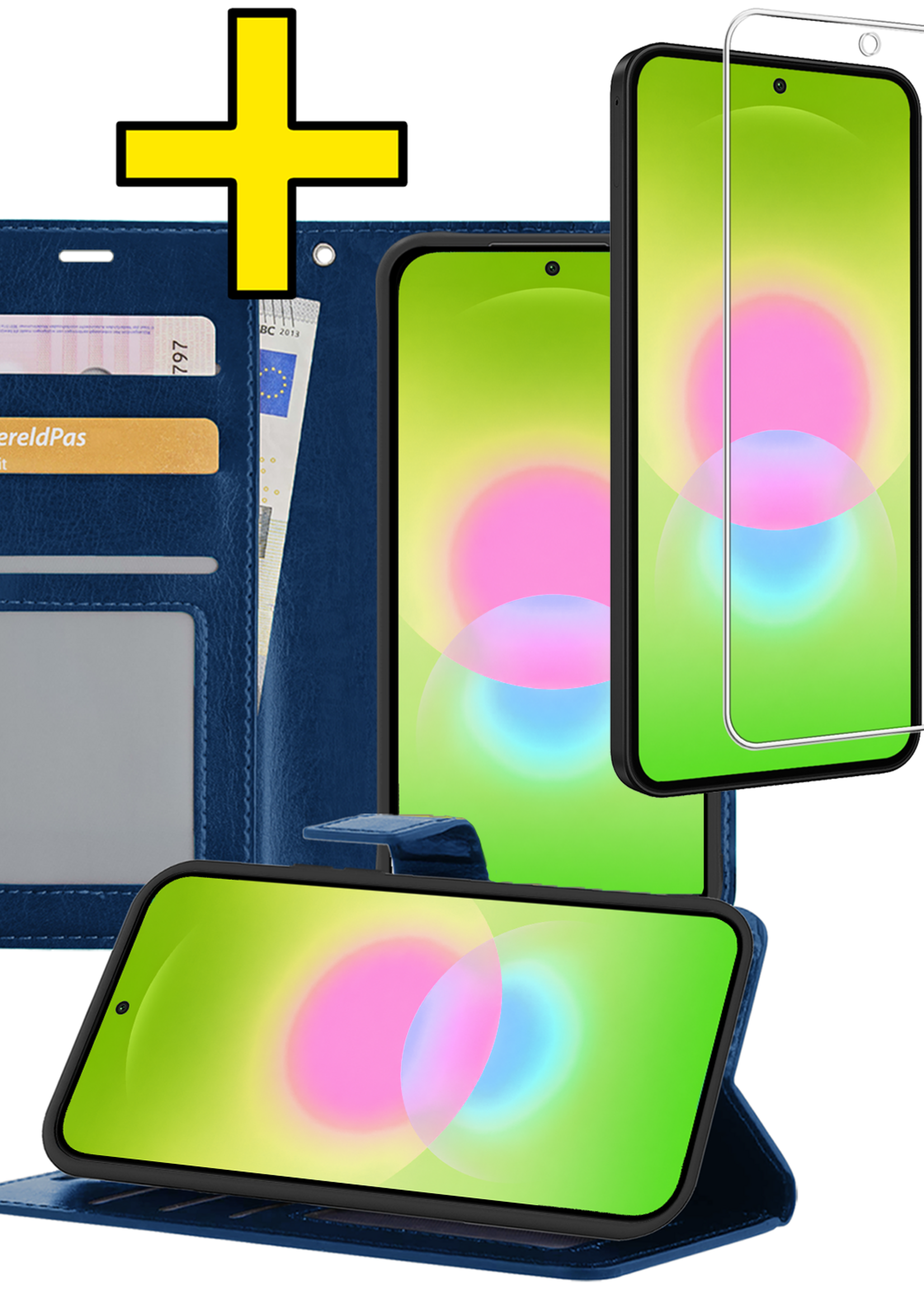 LUQ LUQ Samsung Galaxy A27 Hoesje Bookcase Met Screenprotector - Donkerblauw