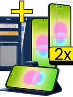 LUQ LUQ Samsung Galaxy A27 Hoesje Bookcase Met 2x Screenprotector - Donkerblauw