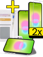 LUQ LUQ Samsung Galaxy A27 Hoesje Bookcase Met 2x Screenprotector - Wit