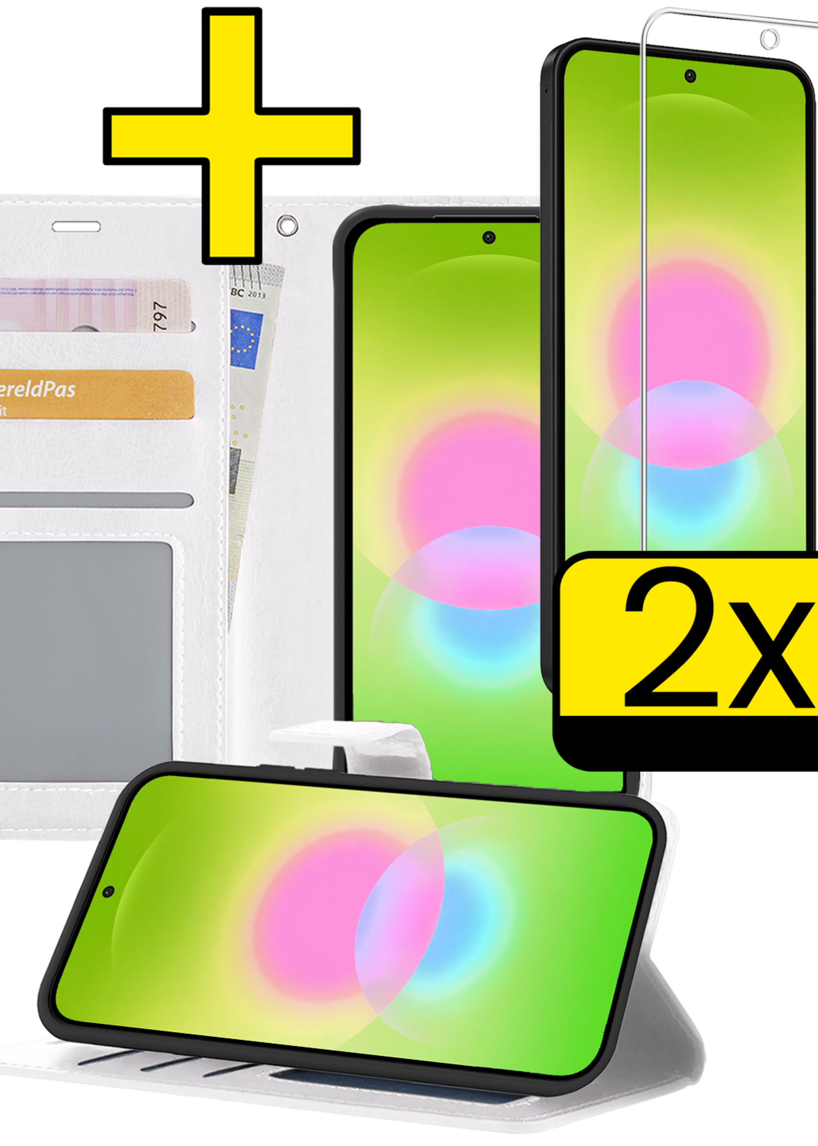 LUQ LUQ Samsung Galaxy A27 Hoesje Bookcase Met 2x Screenprotector - Wit