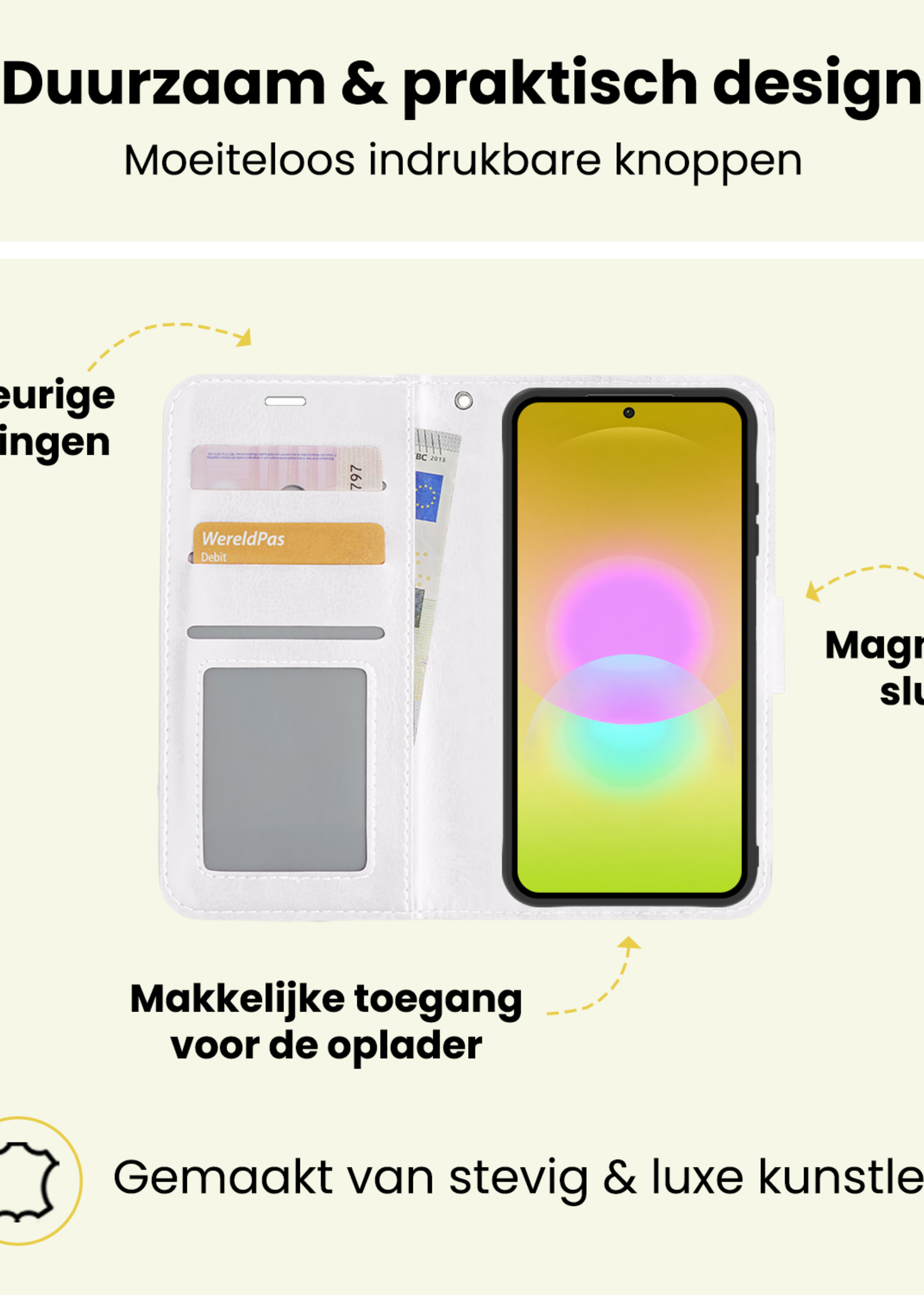 LUQ LUQ Samsung Galaxy A27 Hoesje Bookcase Met 2x Screenprotector - Wit
