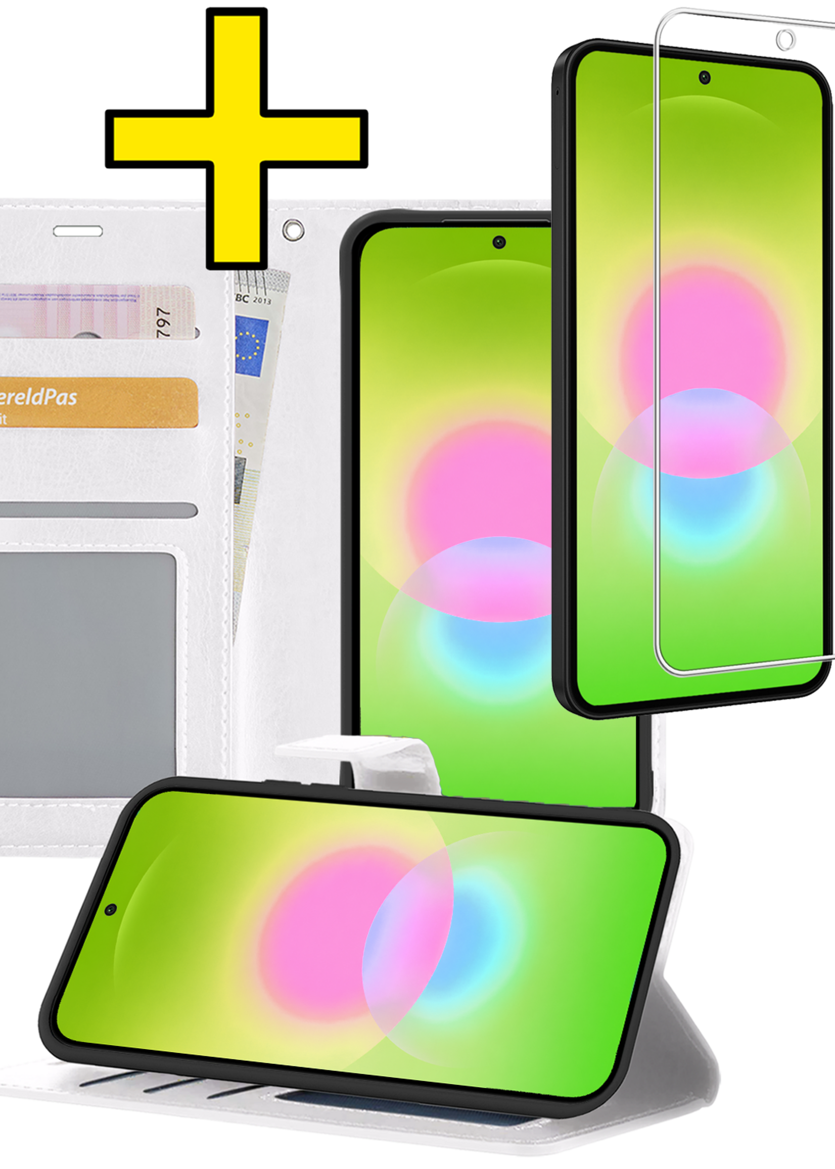 LUQ LUQ Samsung Galaxy A27 Hoesje Bookcase Met Screenprotector - Wit