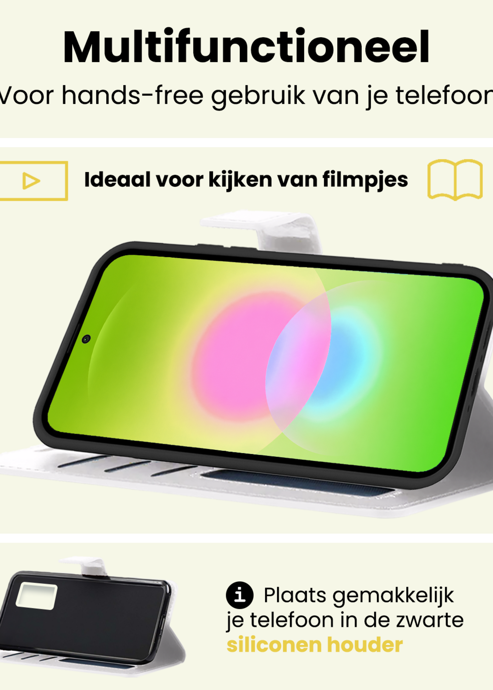 LUQ LUQ Samsung Galaxy A27 Hoesje Bookcase Met Screenprotector - Wit