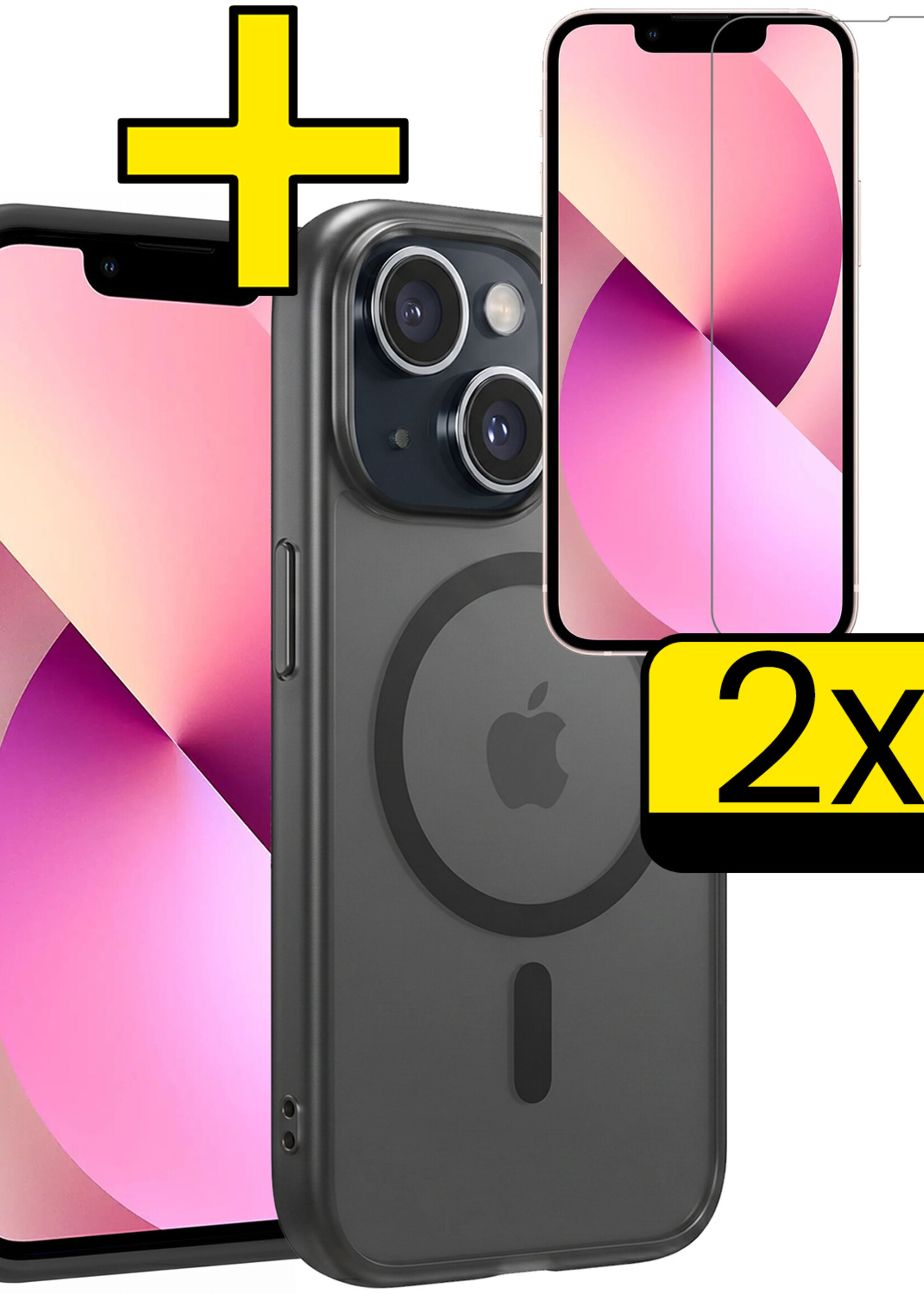 LUQ LUQ iPhone 14 Plus Magsafe Hoesje Zwart Met 2x Screenprotector