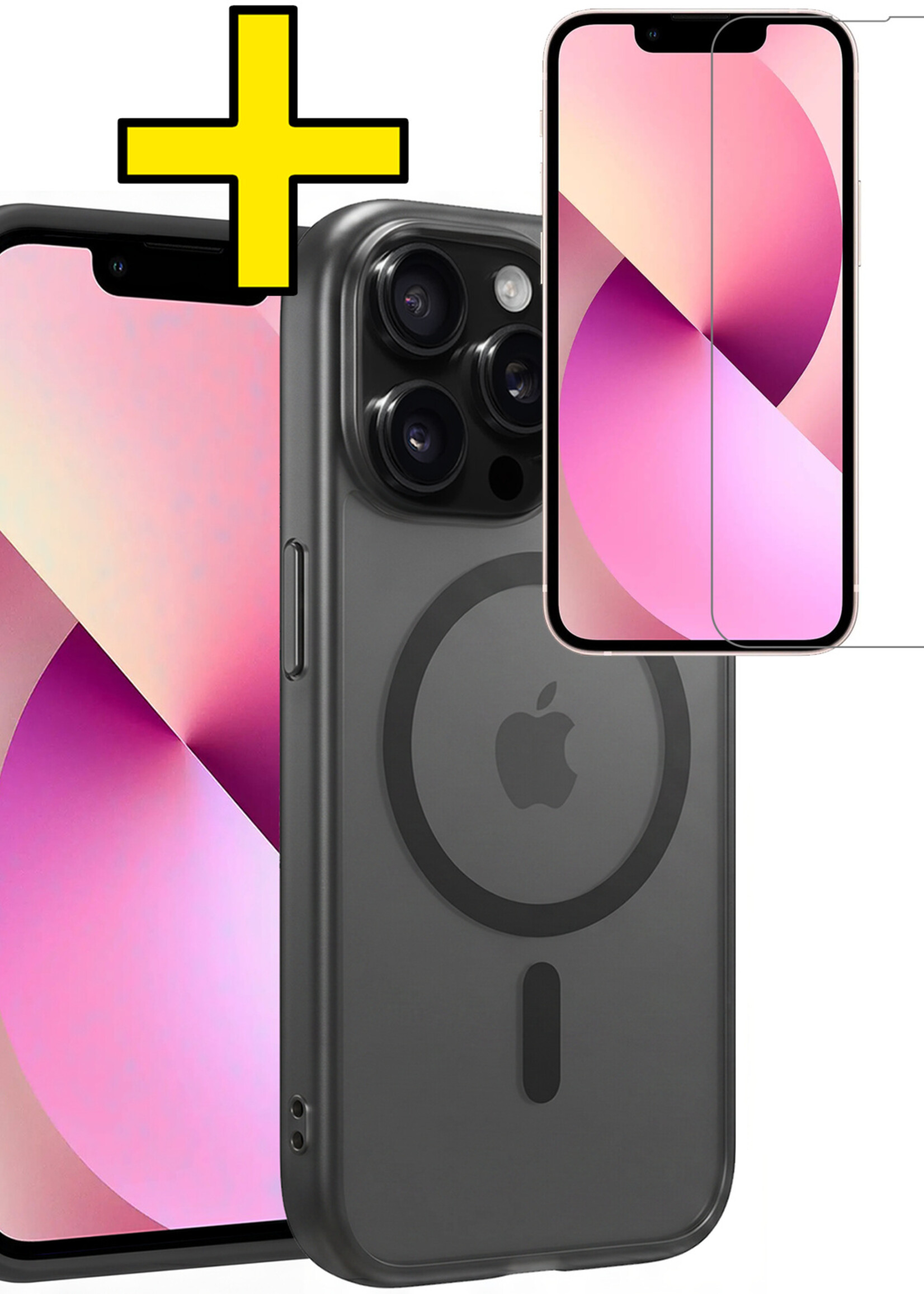 LUQ LUQ iPhone 14 Pro Max Magsafe Hoesje Zwart Met Screenprotector