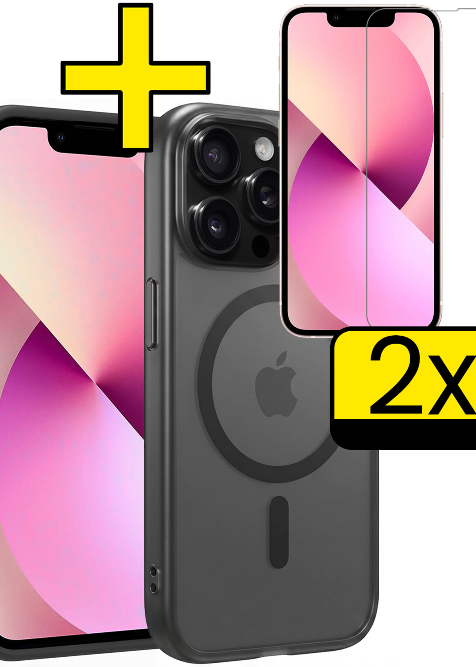 LUQ LUQ iPhone 14 Pro Max Magsafe Hoesje Zwart Met 2x Screenprotector