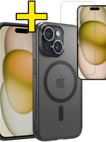 LUQ LUQ iPhone 15 Magsafe Hoesje Zwart Met Screenprotector