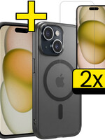 LUQ LUQ iPhone 15 Plus Magsafe Hoesje Zwart Met 2x Screenprotector