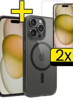 LUQ LUQ iPhone 15 Pro Magsafe Hoesje Zwart Met 2x Screenprotector