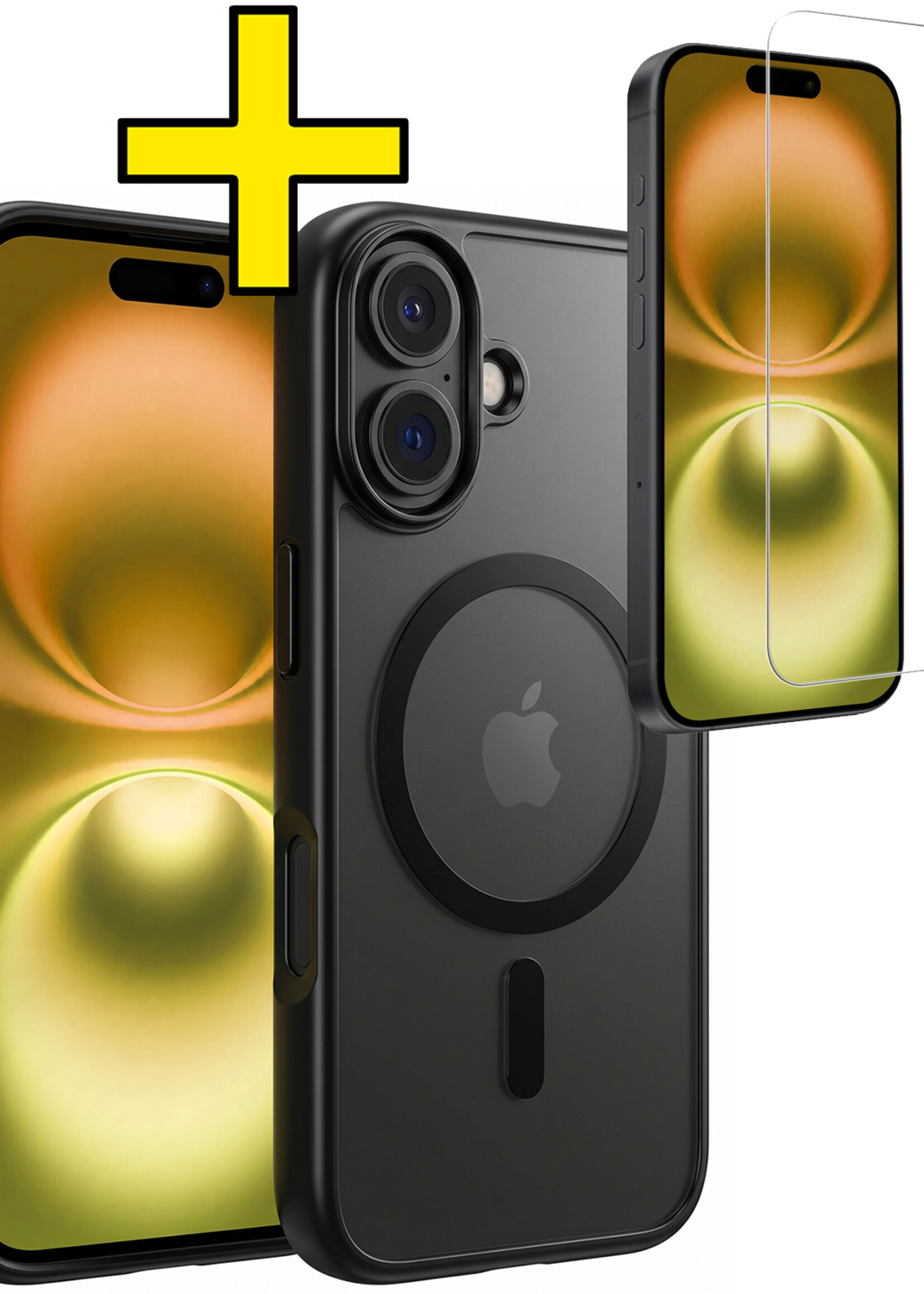 LUQ LUQ iPhone 16 Magsafe Hoesje Zwart Met Screenprotector